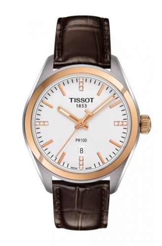 Tissot PR 100 Quartz 33 Stainless Steel / Rose Gold PVD / Silver / Strap